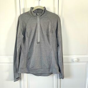 Lucy 1/2 Zip Long Sleeve Mockneck Grey Pullover Activewear Top Medium Athleisure